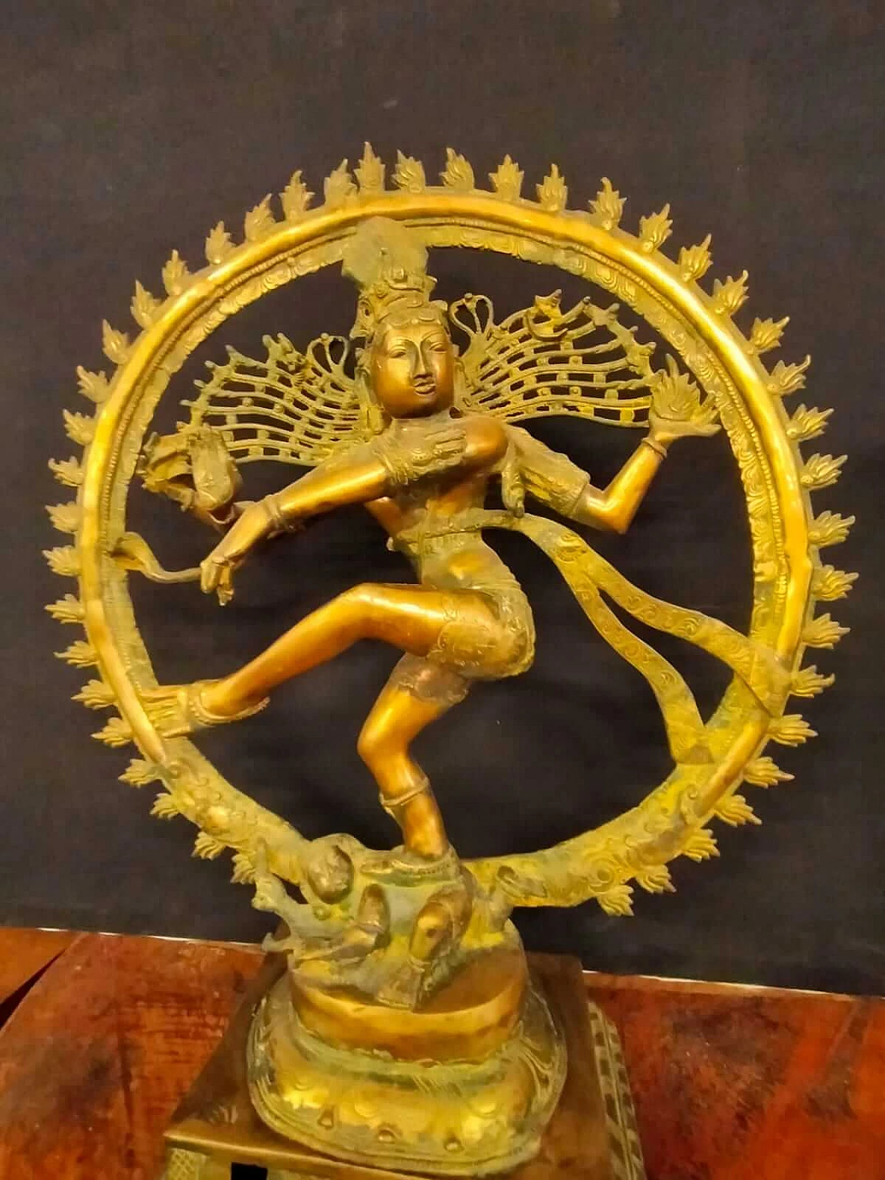 Shiva danzante nel cerchio di fuoco, scultura in ottone, '800 1