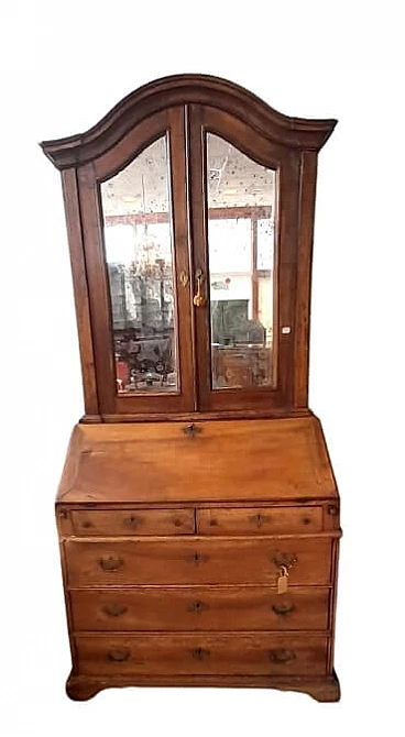 Venetian walnut trumeau with glass doors, first half of the 18th century