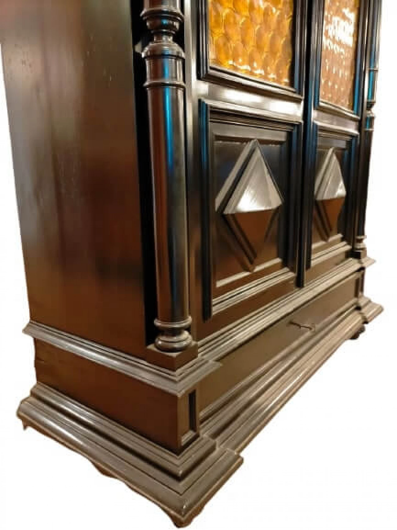 Vetrina Umbertina in legno laccato con ante in vetro ambrato, fine '800 2