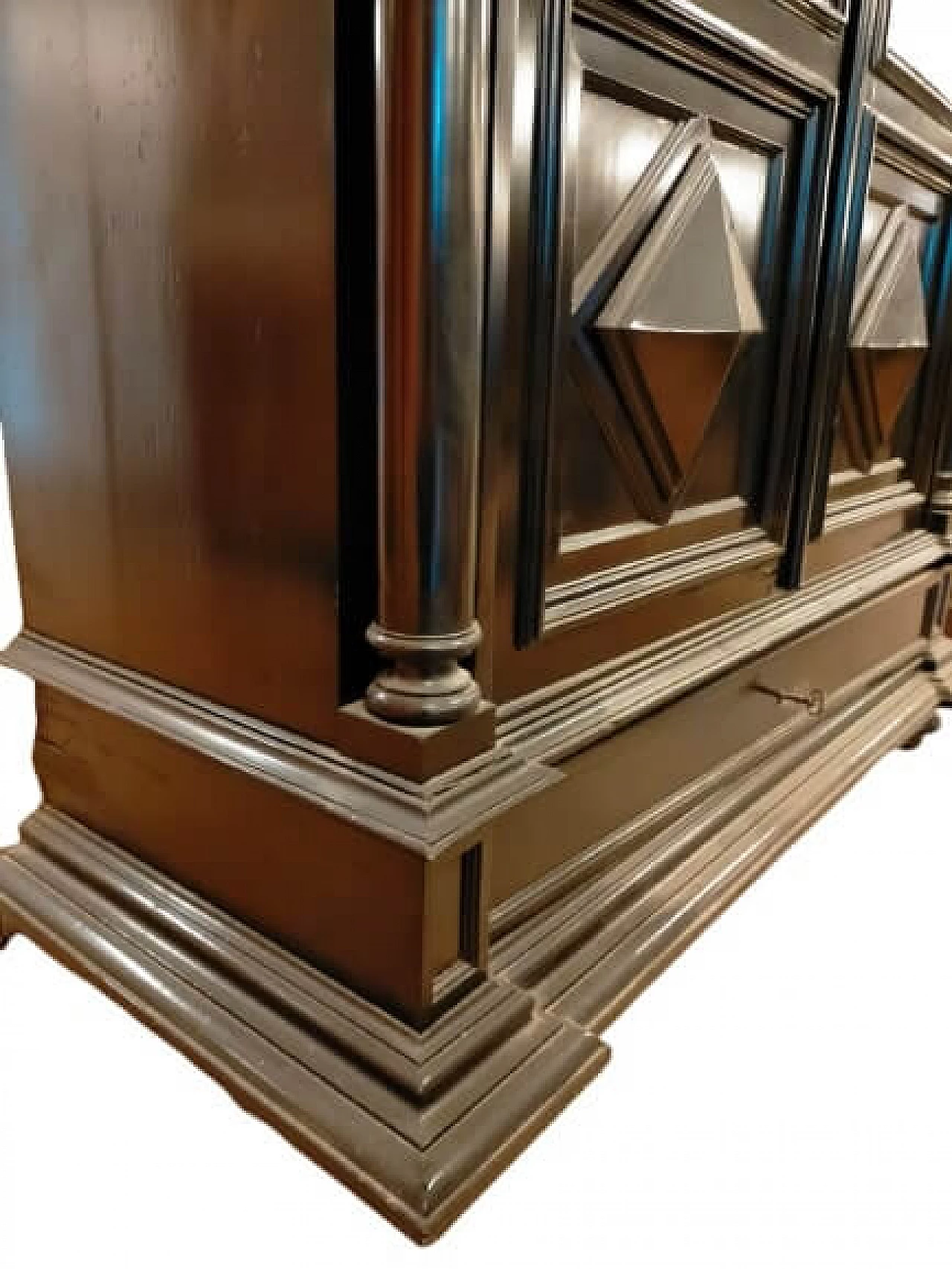 Vetrina Umbertina in legno laccato con ante in vetro ambrato, fine '800 5