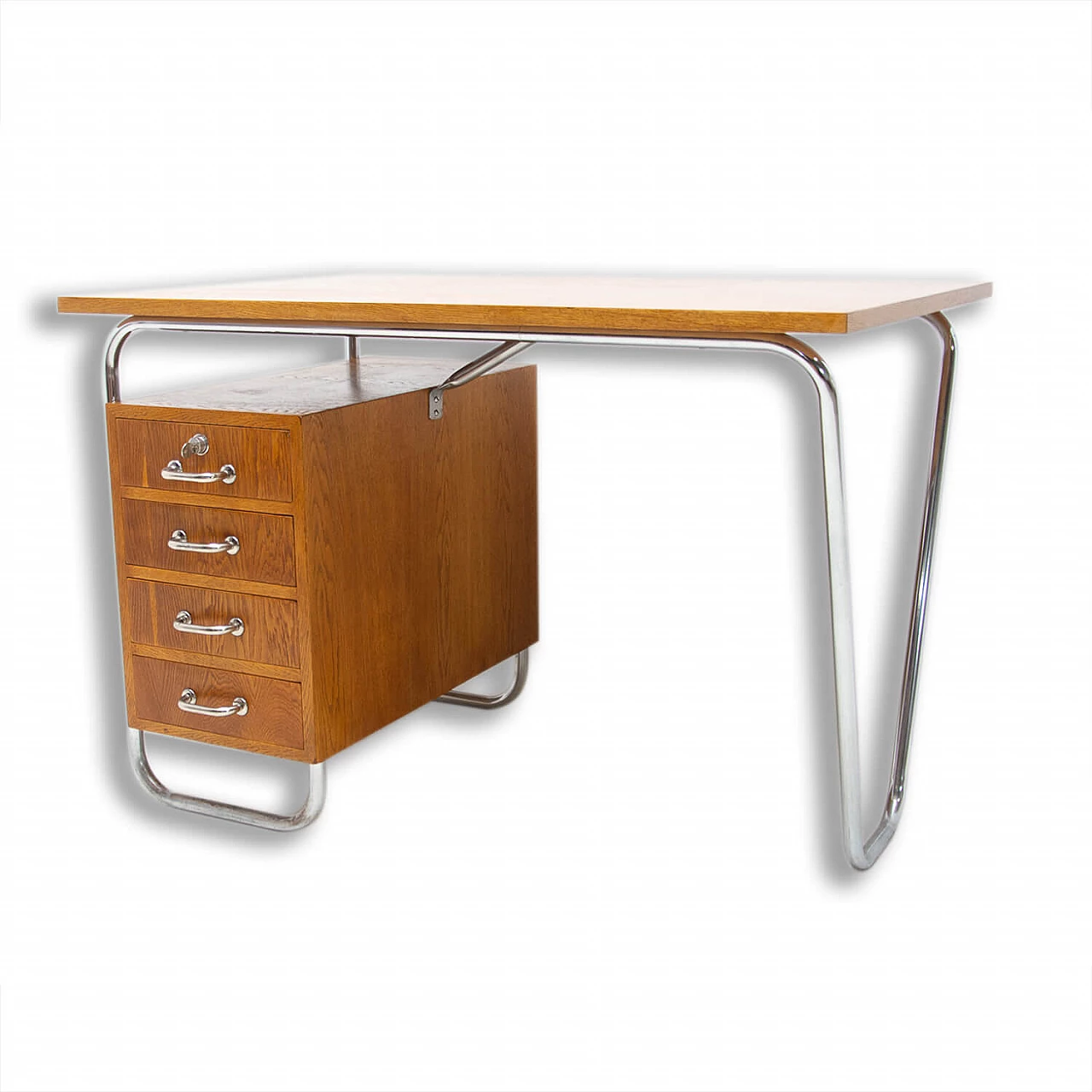 Steel and wood desk by Rudolf Vichr for Kovona, 1950s 1