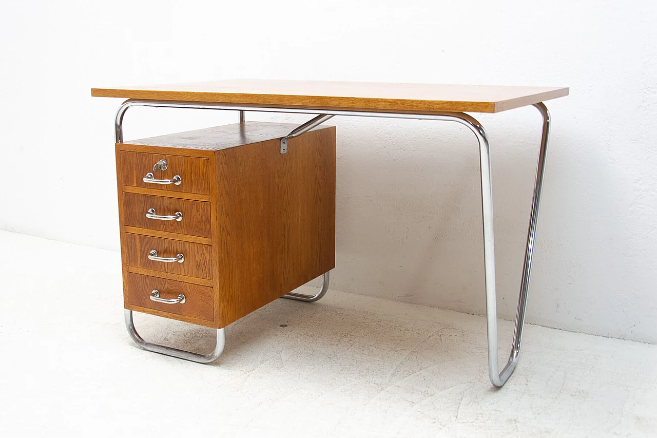 Steel and wood desk by Rudolf Vichr for Kovona, 1950s 2