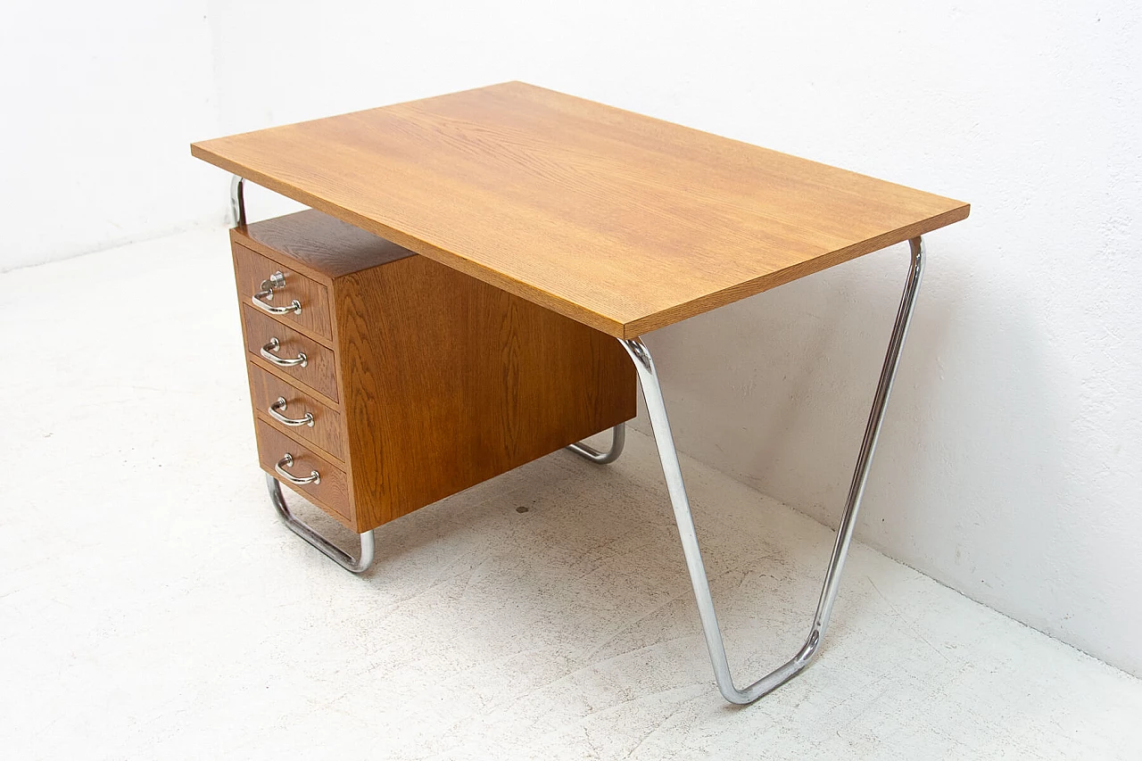 Steel and wood desk by Rudolf Vichr for Kovona, 1950s 3
