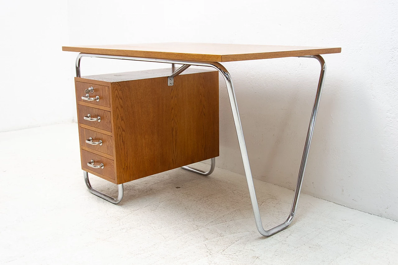 Steel and wood desk by Rudolf Vichr for Kovona, 1950s 4