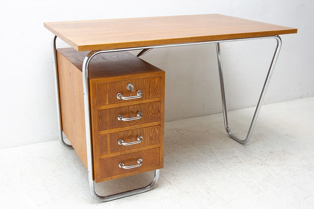 Steel and wood desk by Rudolf Vichr for Kovona, 1950s 5