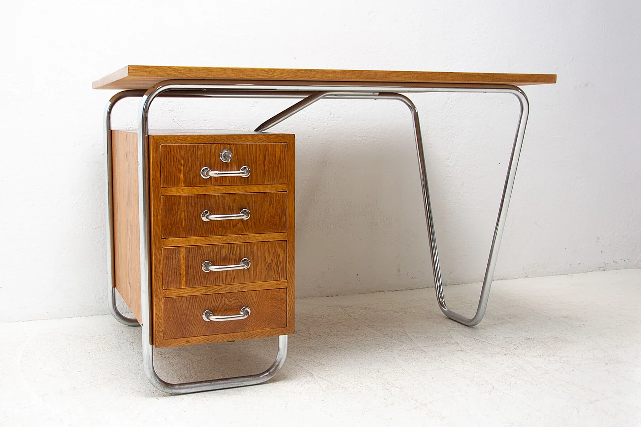 Steel and wood desk by Rudolf Vichr for Kovona, 1950s 6
