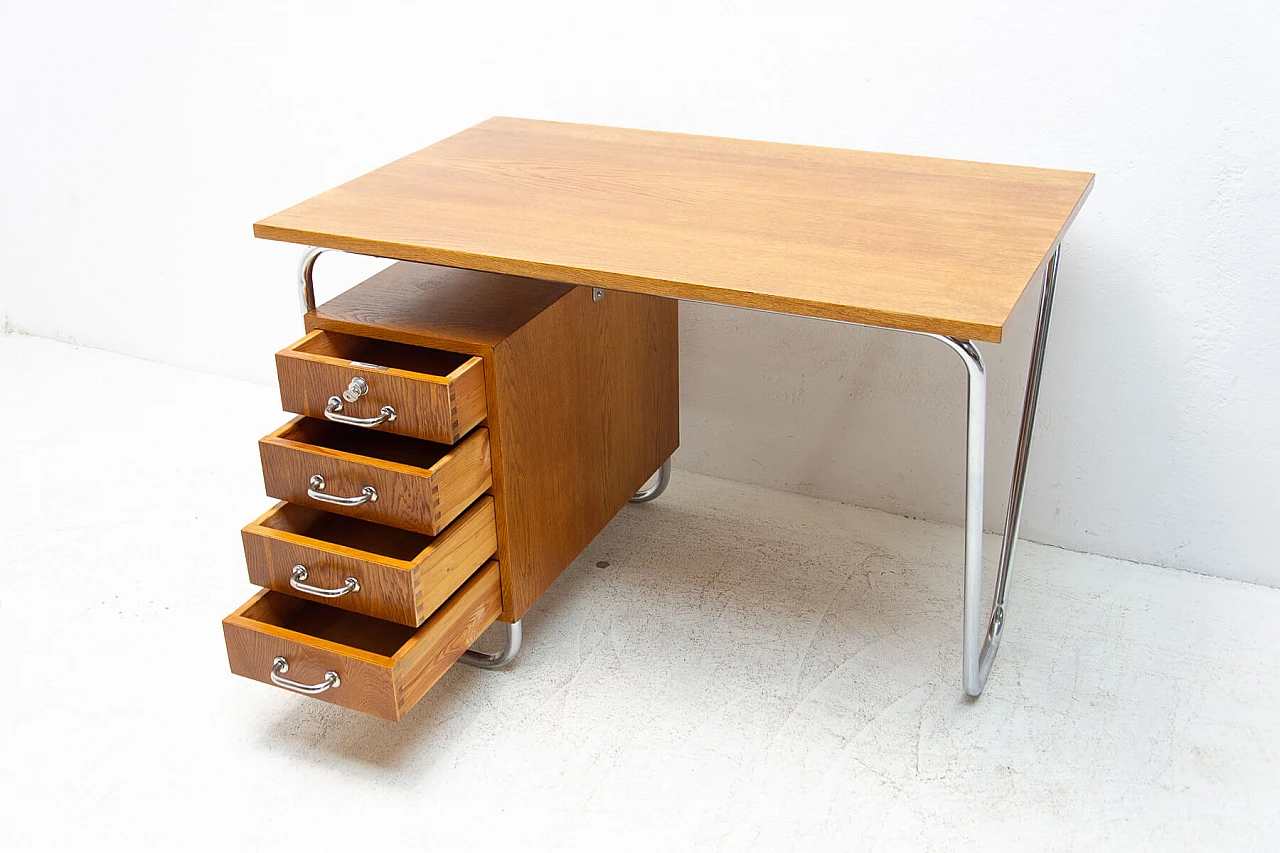 Steel and wood desk by Rudolf Vichr for Kovona, 1950s 8