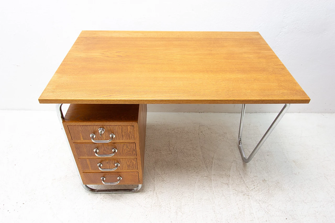Steel and wood desk by Rudolf Vichr for Kovona, 1950s 14