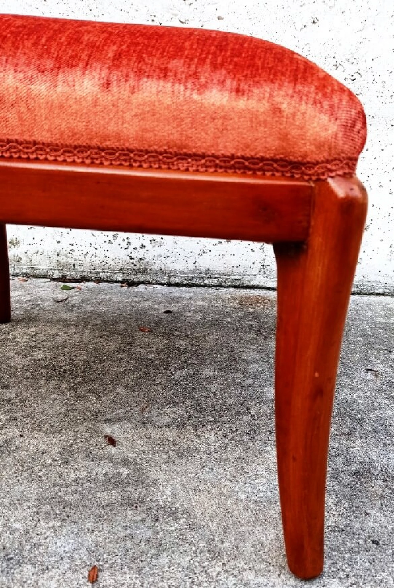 Wood and velvet stool in the style of Paolo Buffa, 1960s 6