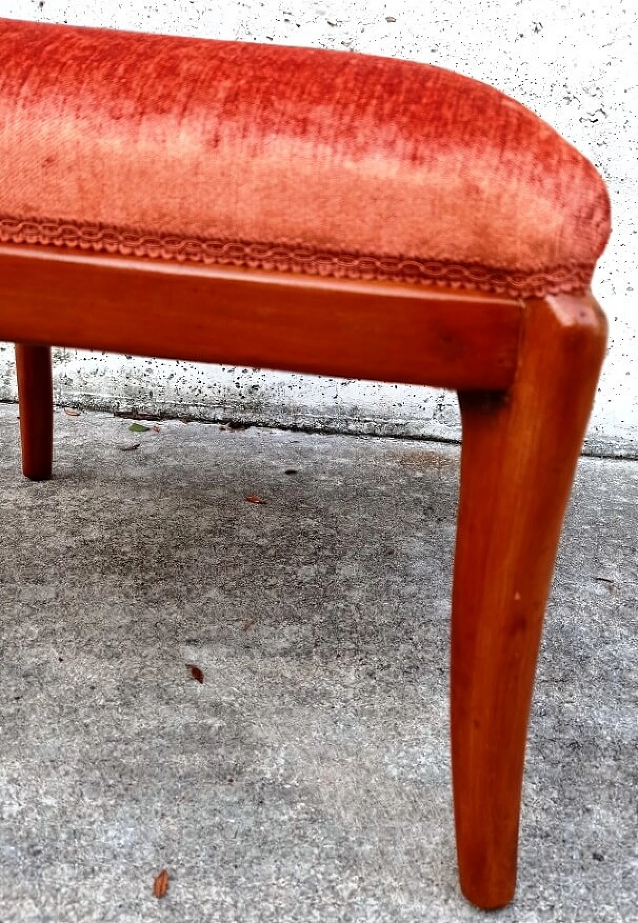 Wood and velvet stool in the style of Paolo Buffa, 1960s 7