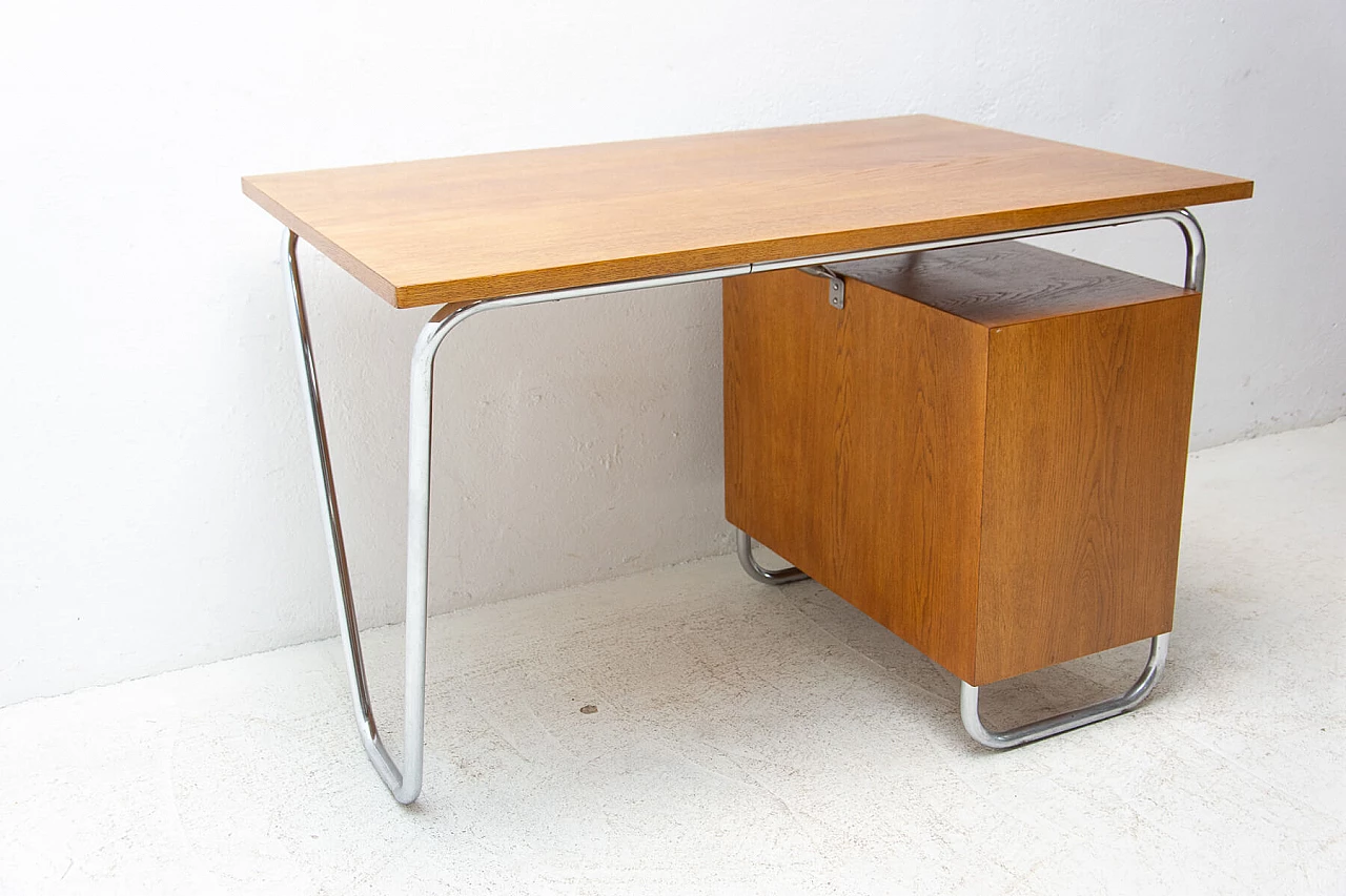 Steel and wood desk by Rudolf Vichr for Kovona, 1950s 21