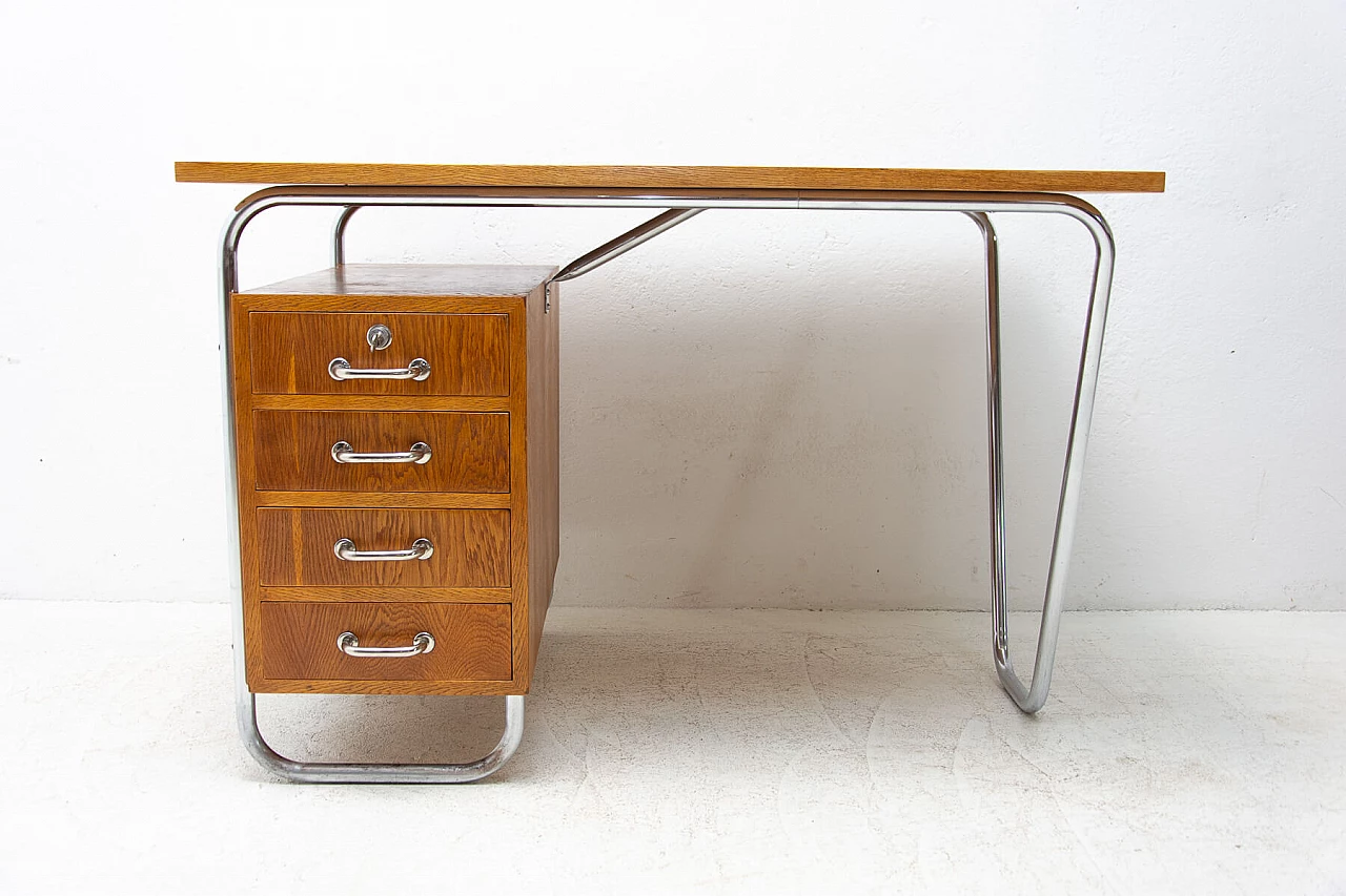 Steel and wood desk by Rudolf Vichr for Kovona, 1950s 23