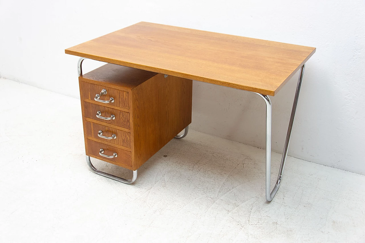 Steel and wood desk by Rudolf Vichr for Kovona, 1950s 25