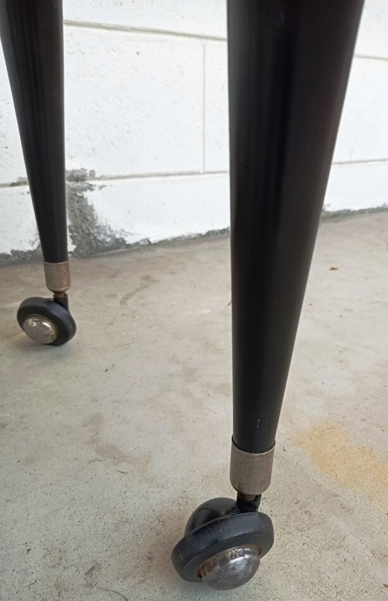 Wood side table with casters and formica top, 1960s 8