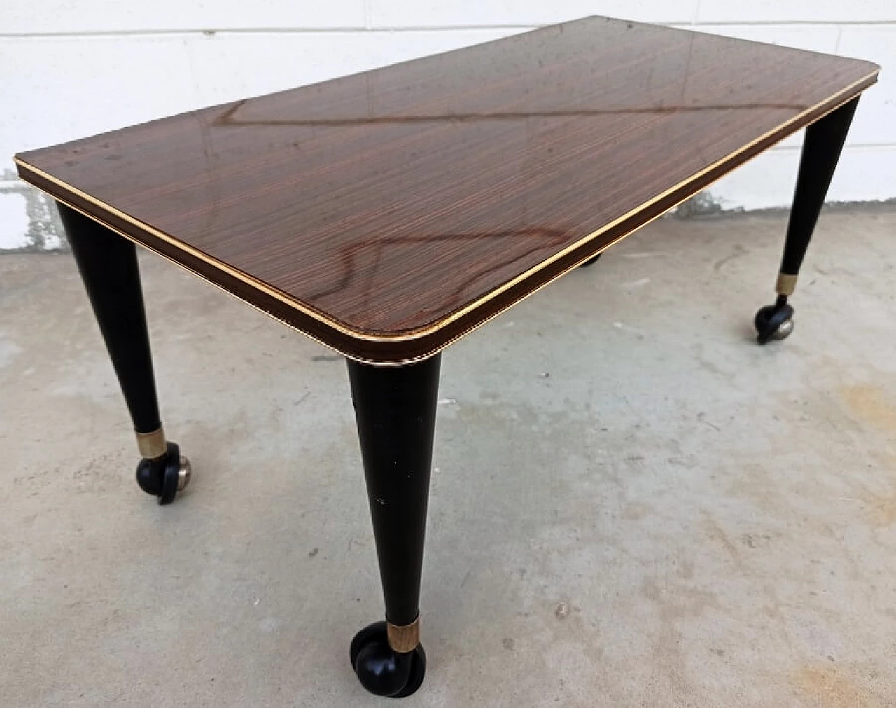 Wood side table with casters and formica top, 1960s 13