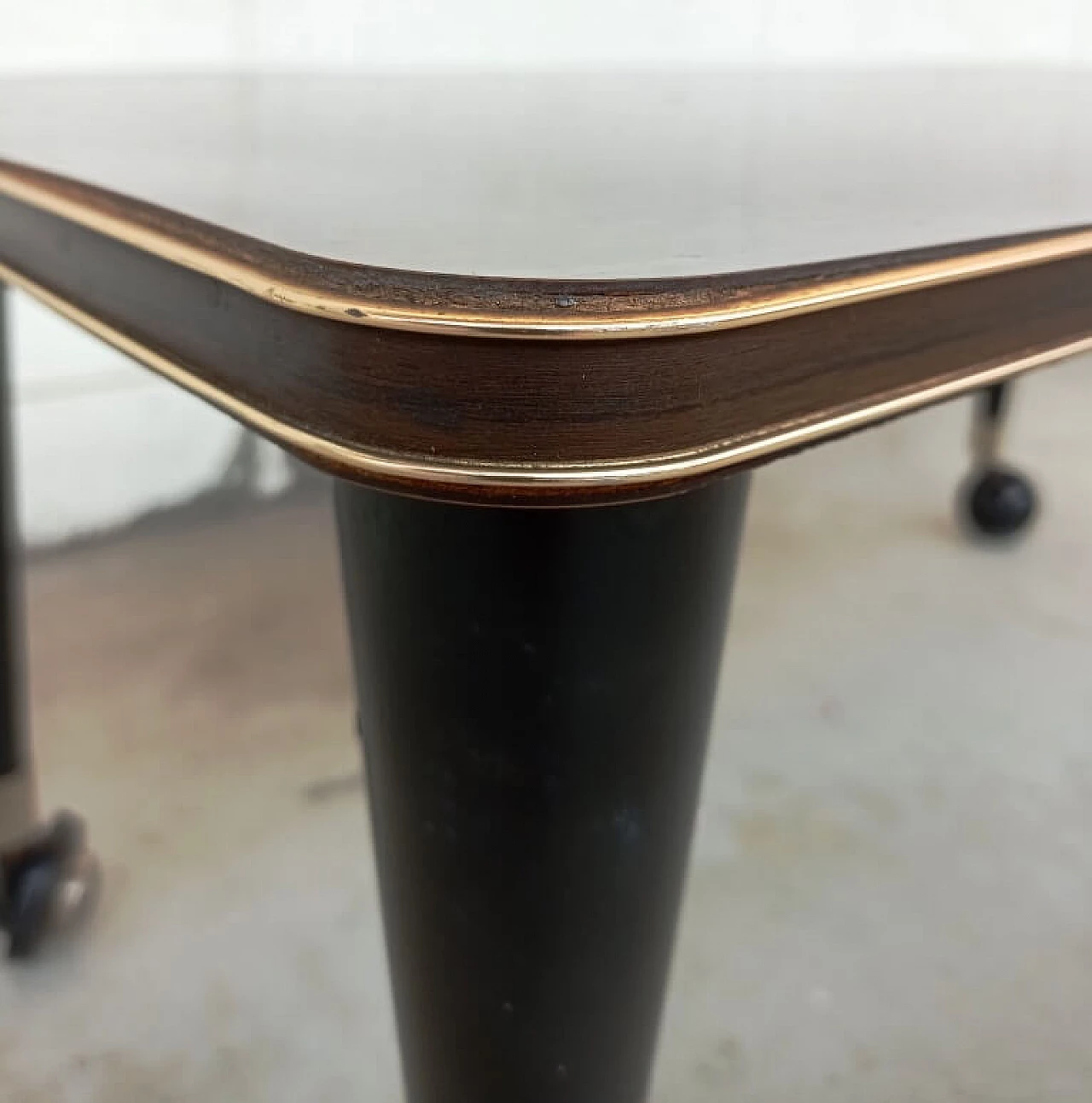 Wood side table with casters and formica top, 1960s 14