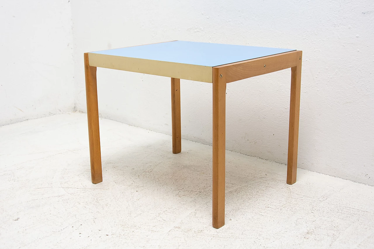 Wood side table with light blue formica top by TON, 1970s 2