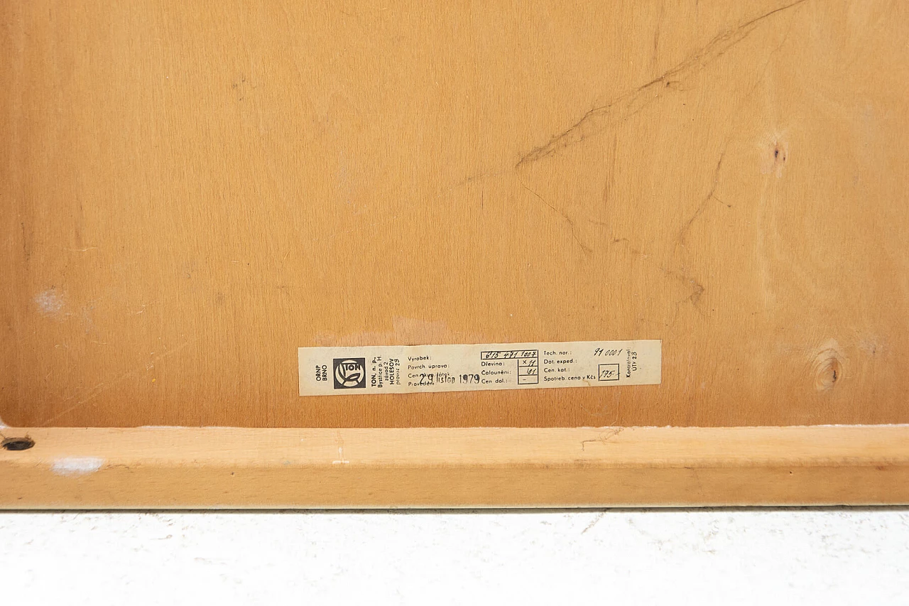 Tavolino in legno con piano azzurro in formica di TON, anni '70 9