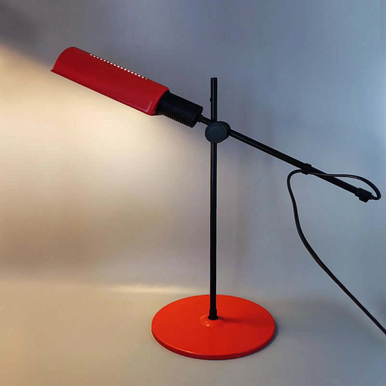 Black and red metal table lamp by Veneta Lumi, 1970s 4