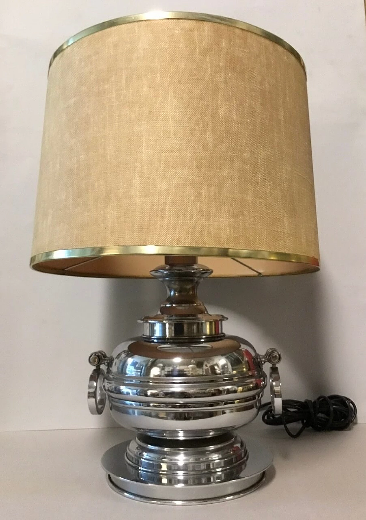 Chrome table lamp with shade, 1970s 6