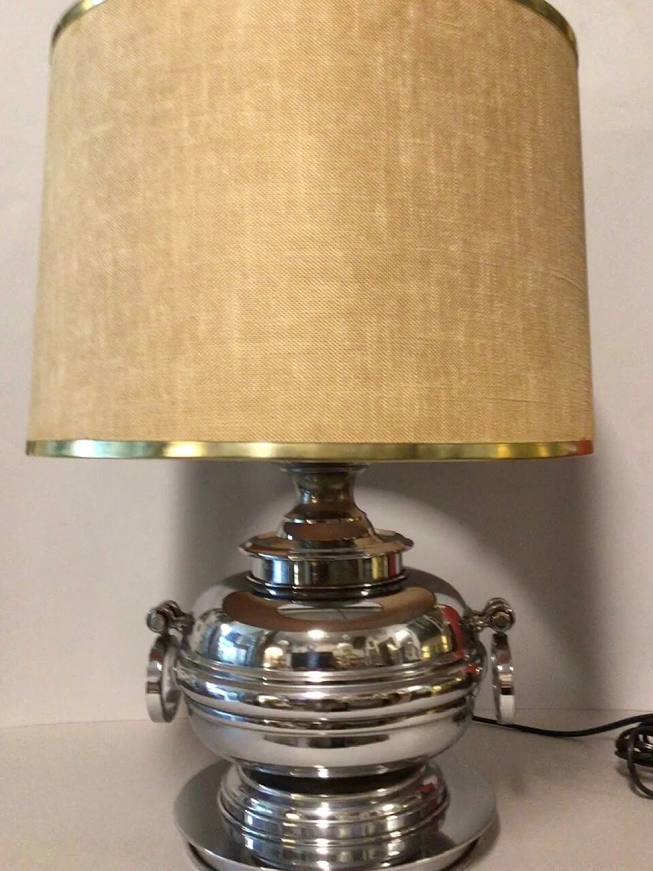 Chrome table lamp with shade, 1970s 7