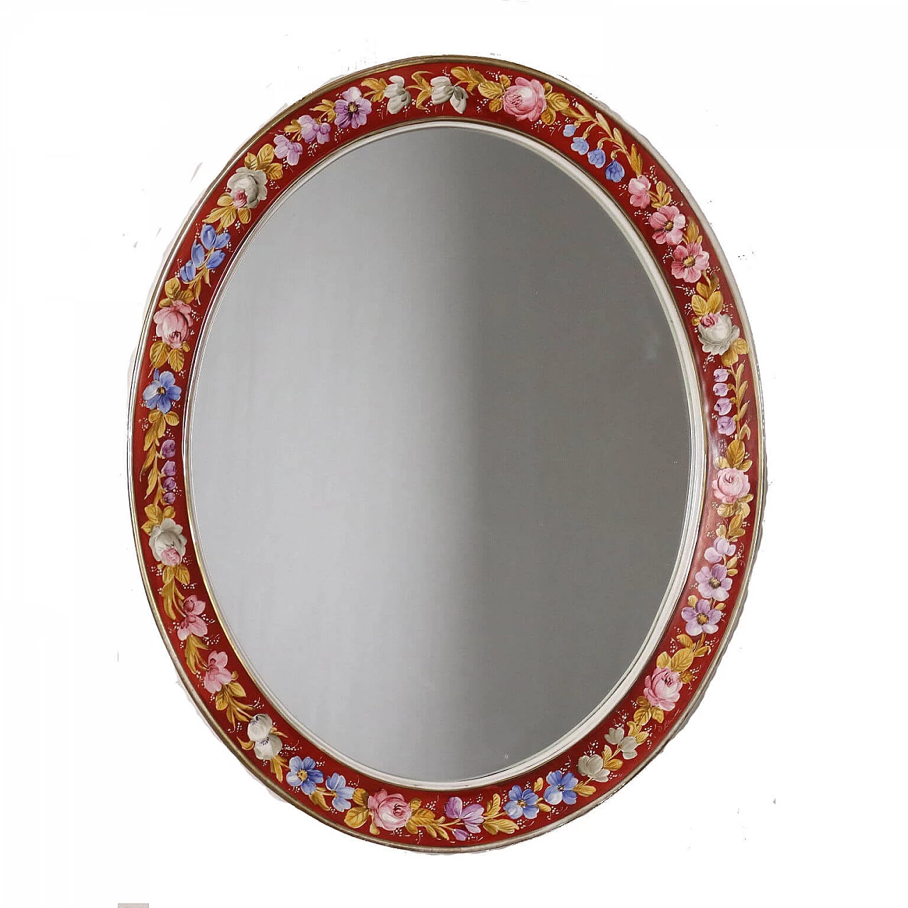 Specchio ovale in ceramica di Capodimonte, anni '50 1