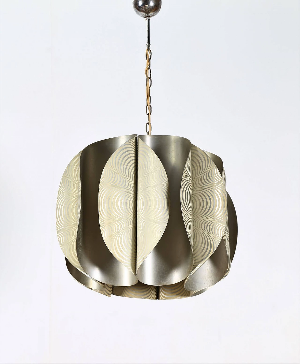 1933 metal and aluminium chandelier by Lorenzo Burchiellaro, 1970s 3