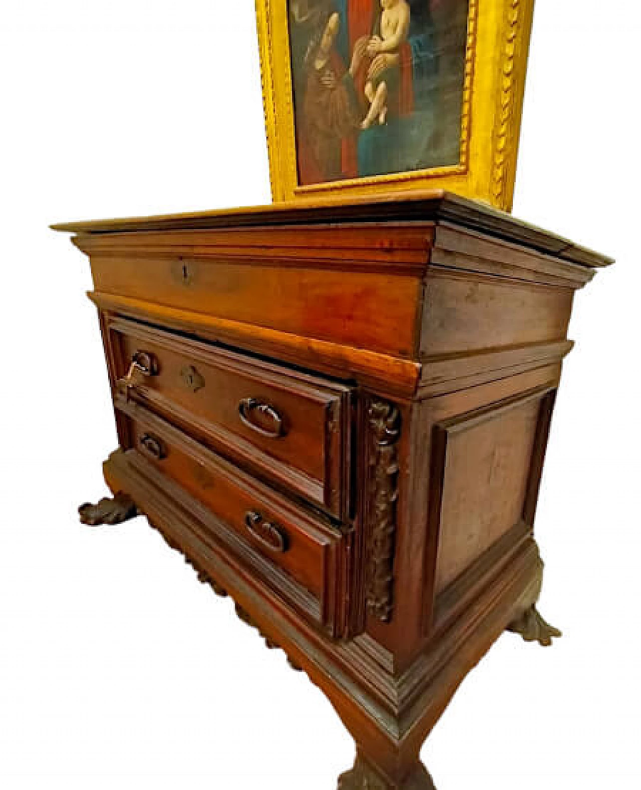 Walnut two-drawer chest of drawers with opening top, 17th century 3