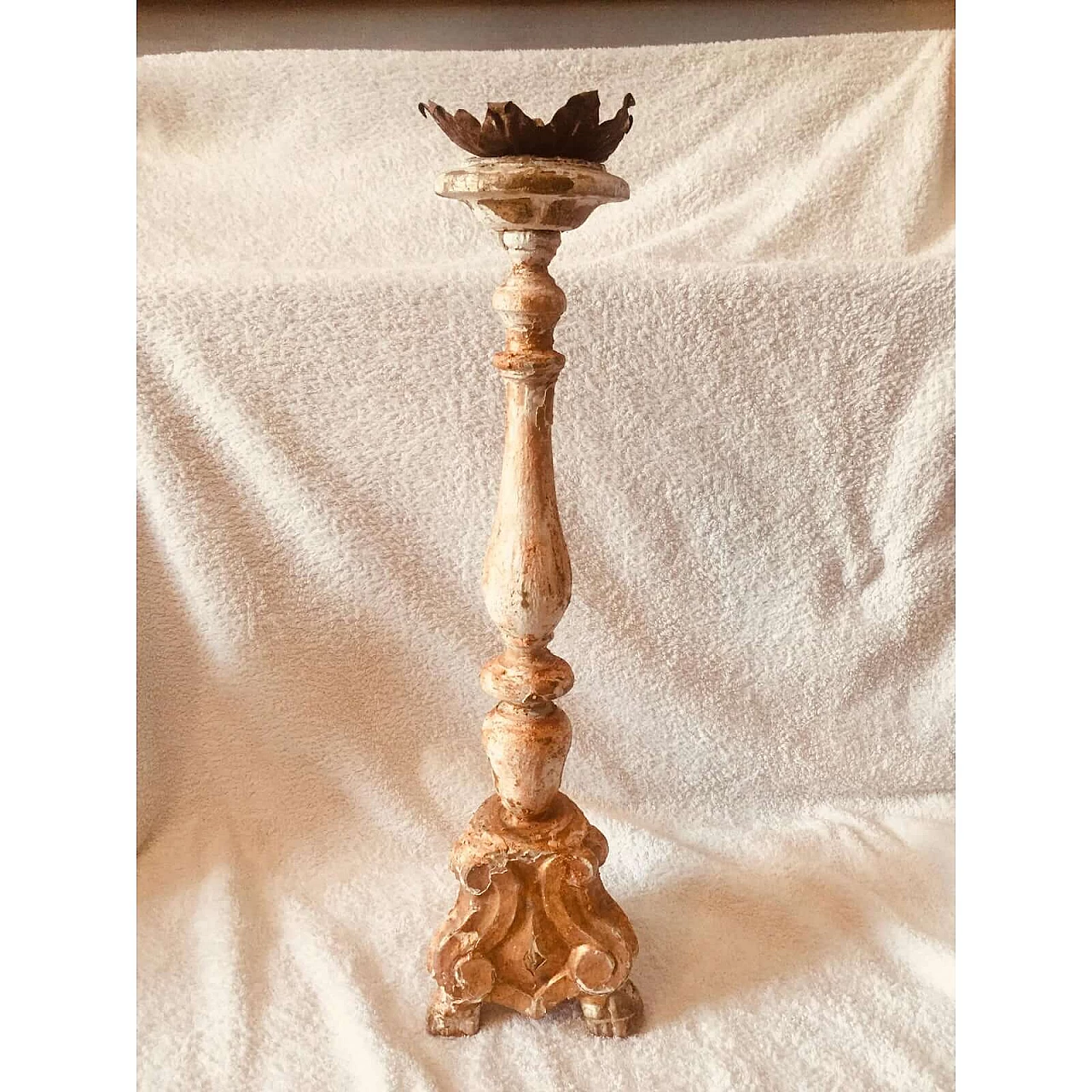 Gilded wooden candle holder, 19th century 1