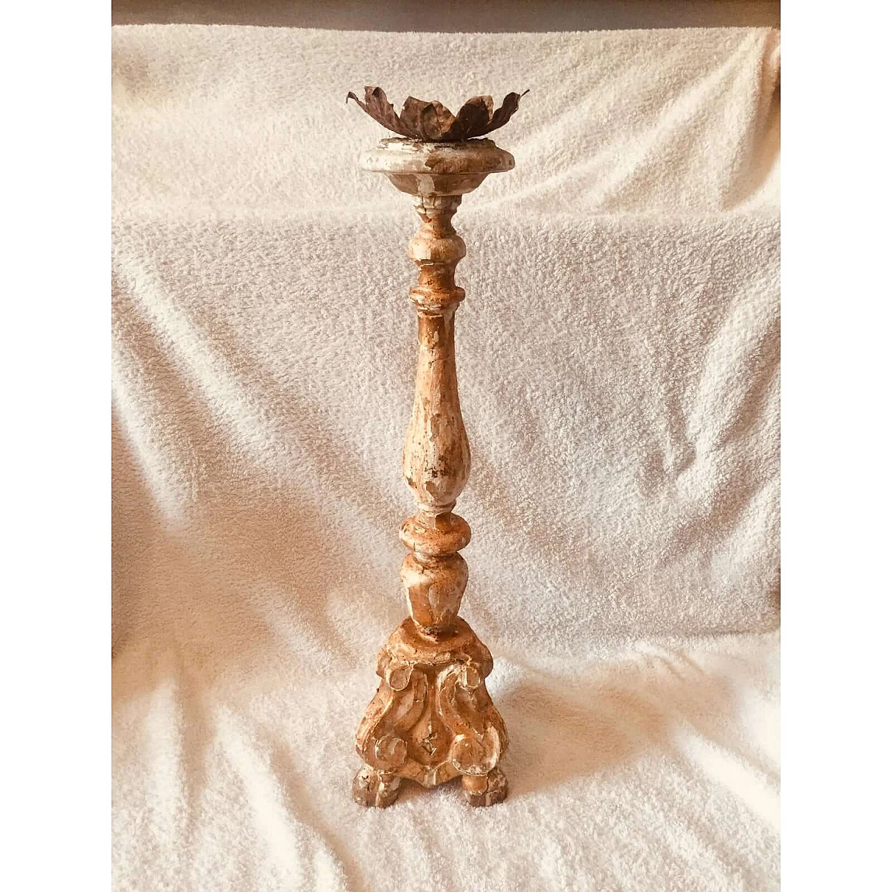 Gilded wooden candle holder, 19th century 2