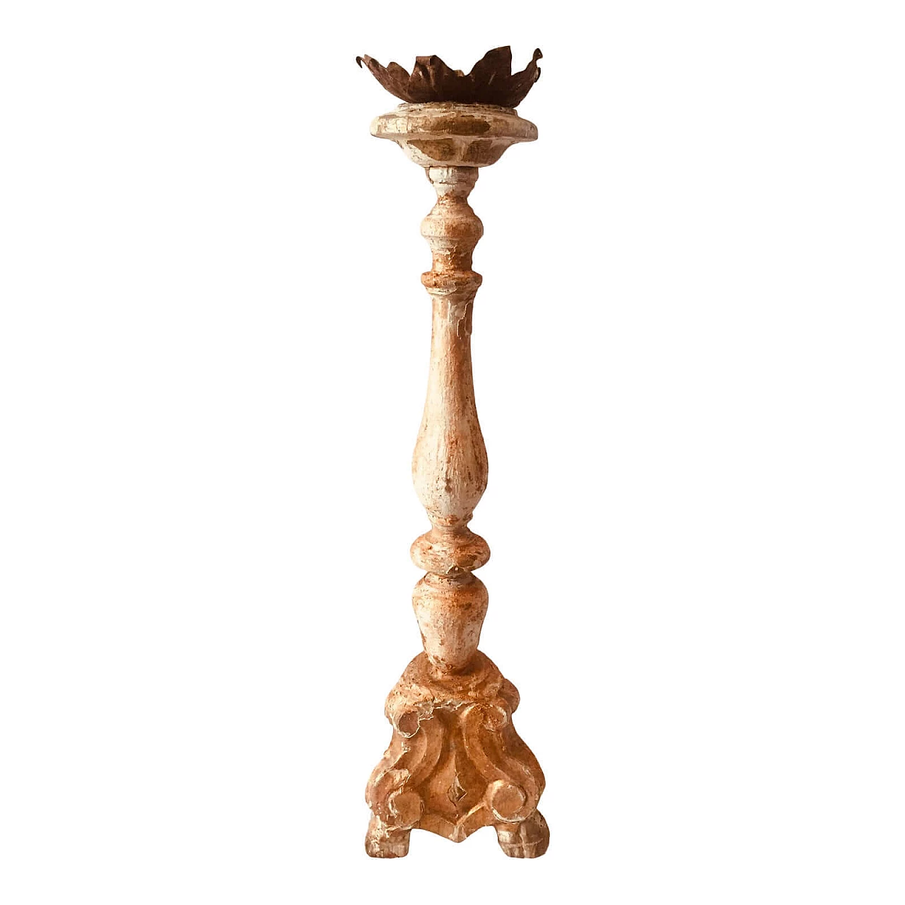 Gilded wooden candle holder, 19th century 3