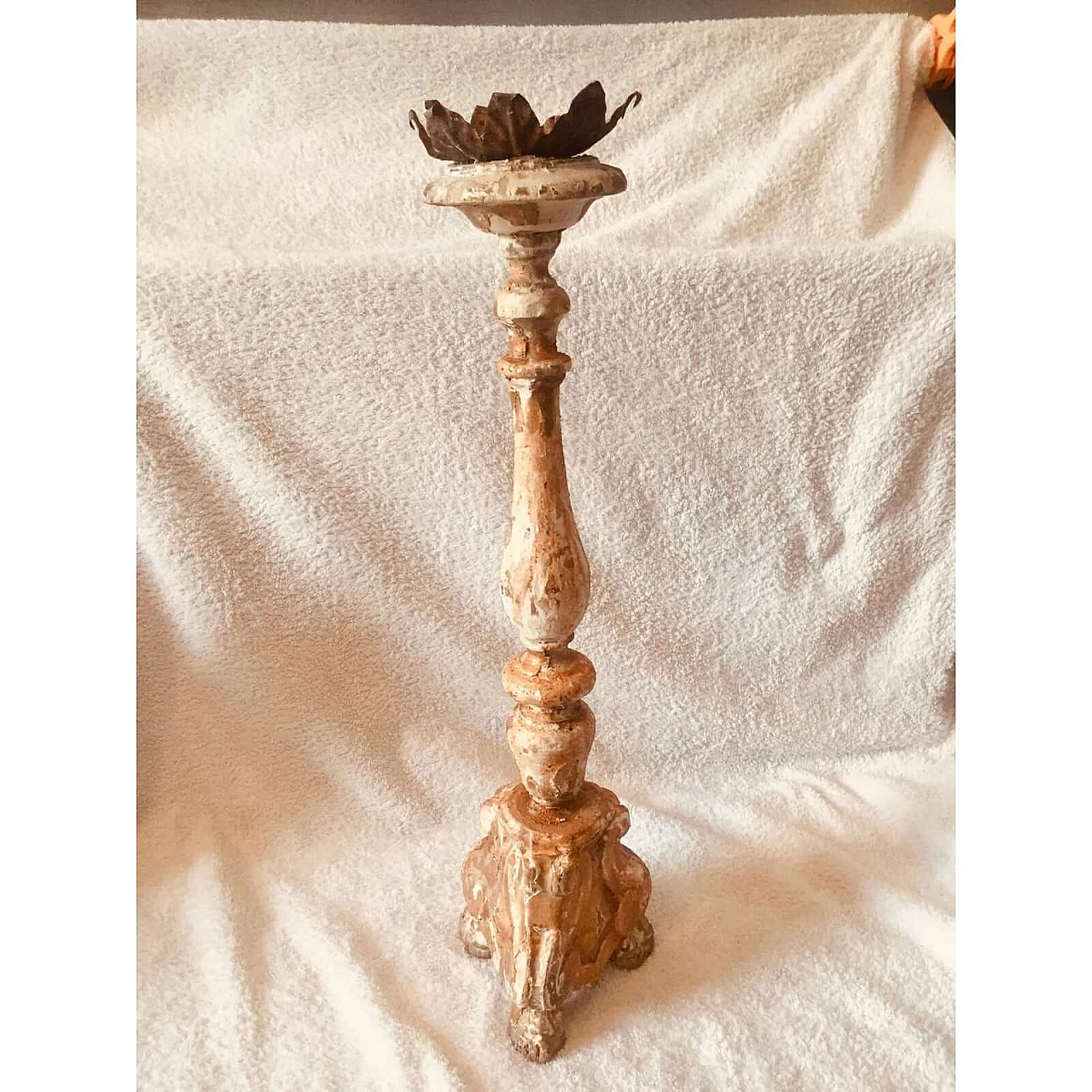 Gilded wooden candle holder, 19th century 5