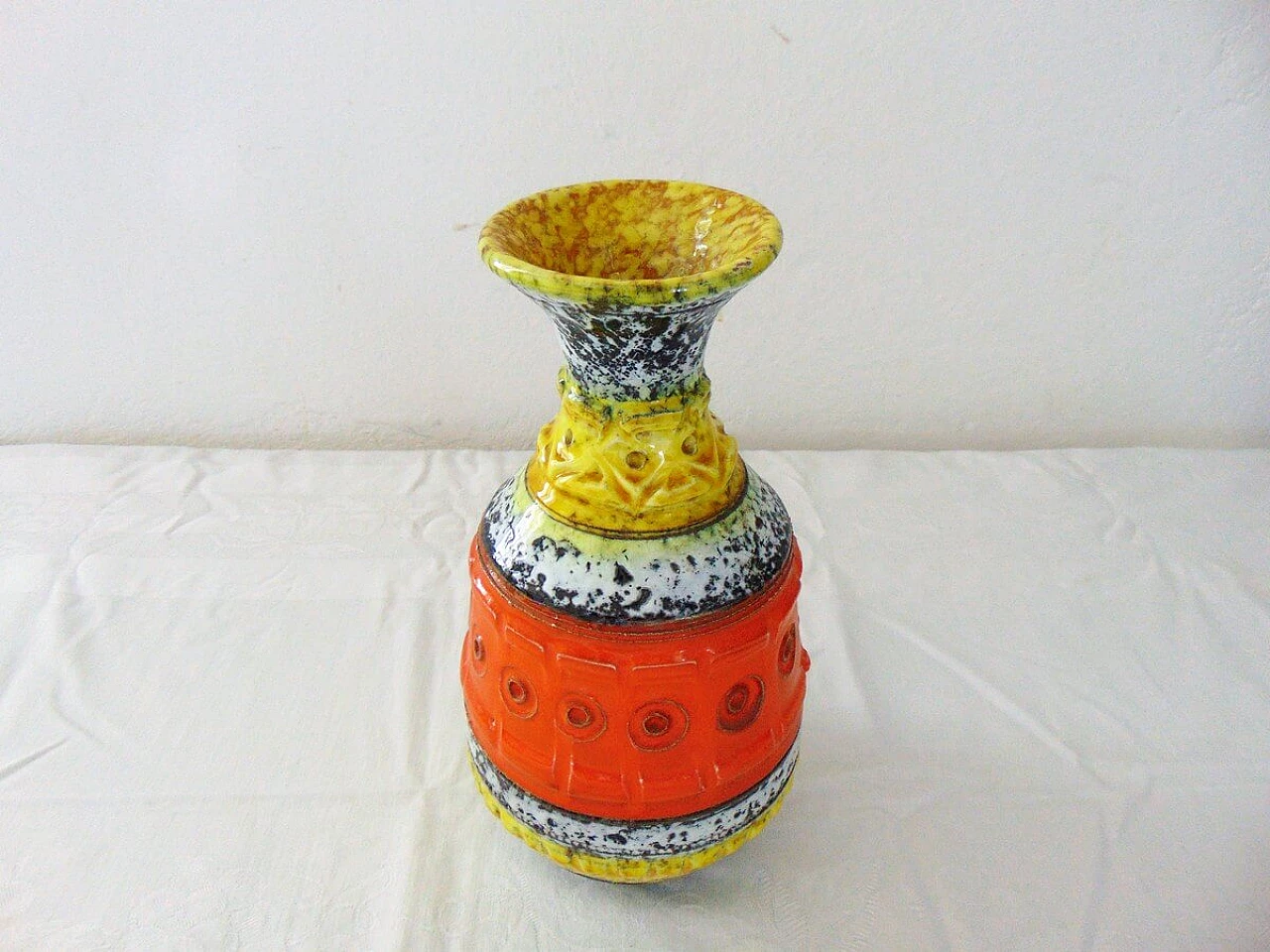 Vaso in ceramica smaltata multicolore, anni '60 2