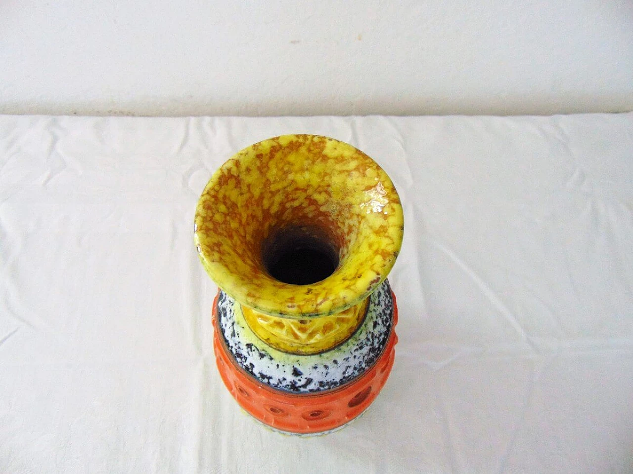 Vaso in ceramica smaltata multicolore, anni '60 3