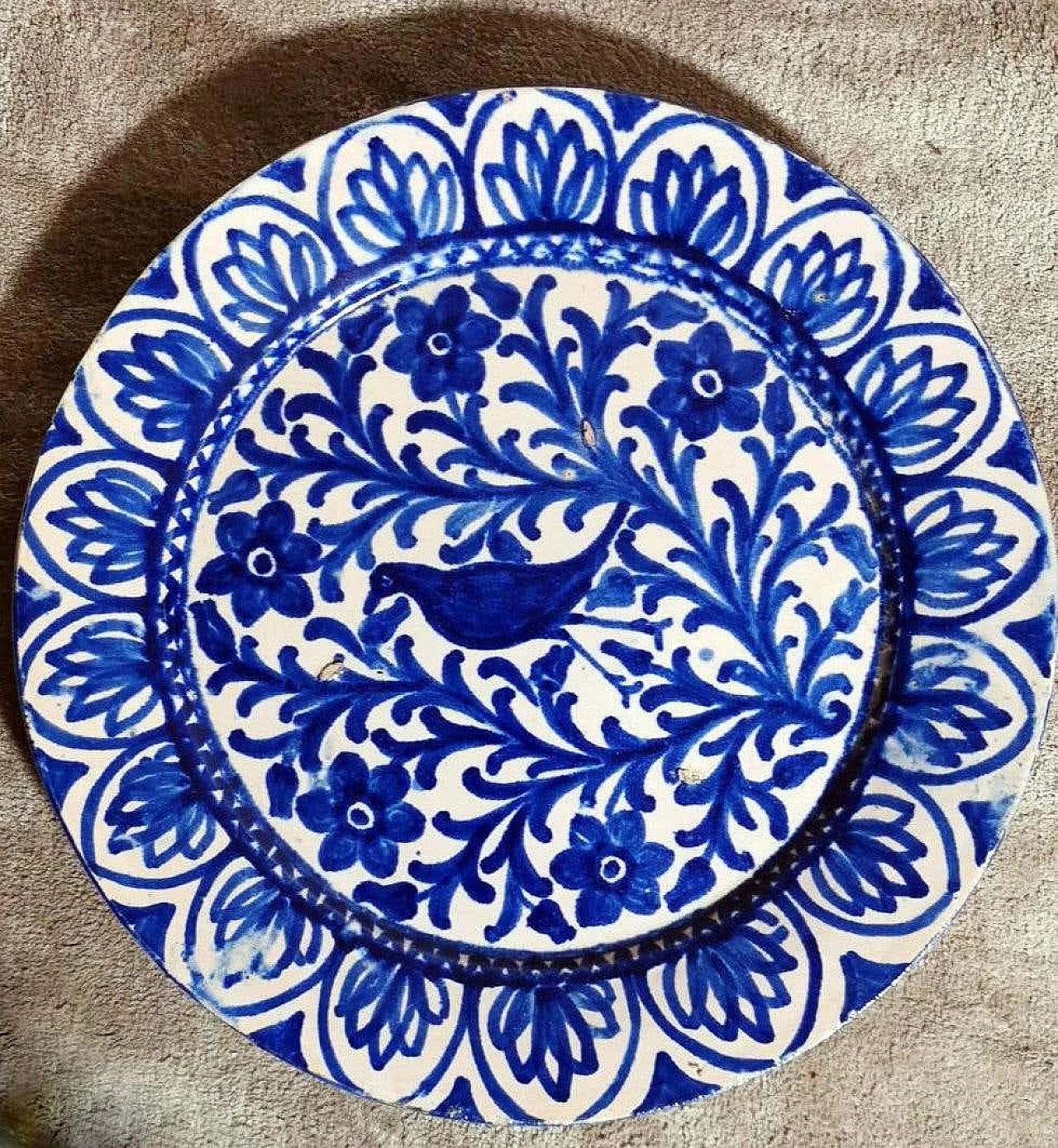5 Piatti in ceramica di Deruta con decorazioni blu cobalto, anni '50 4