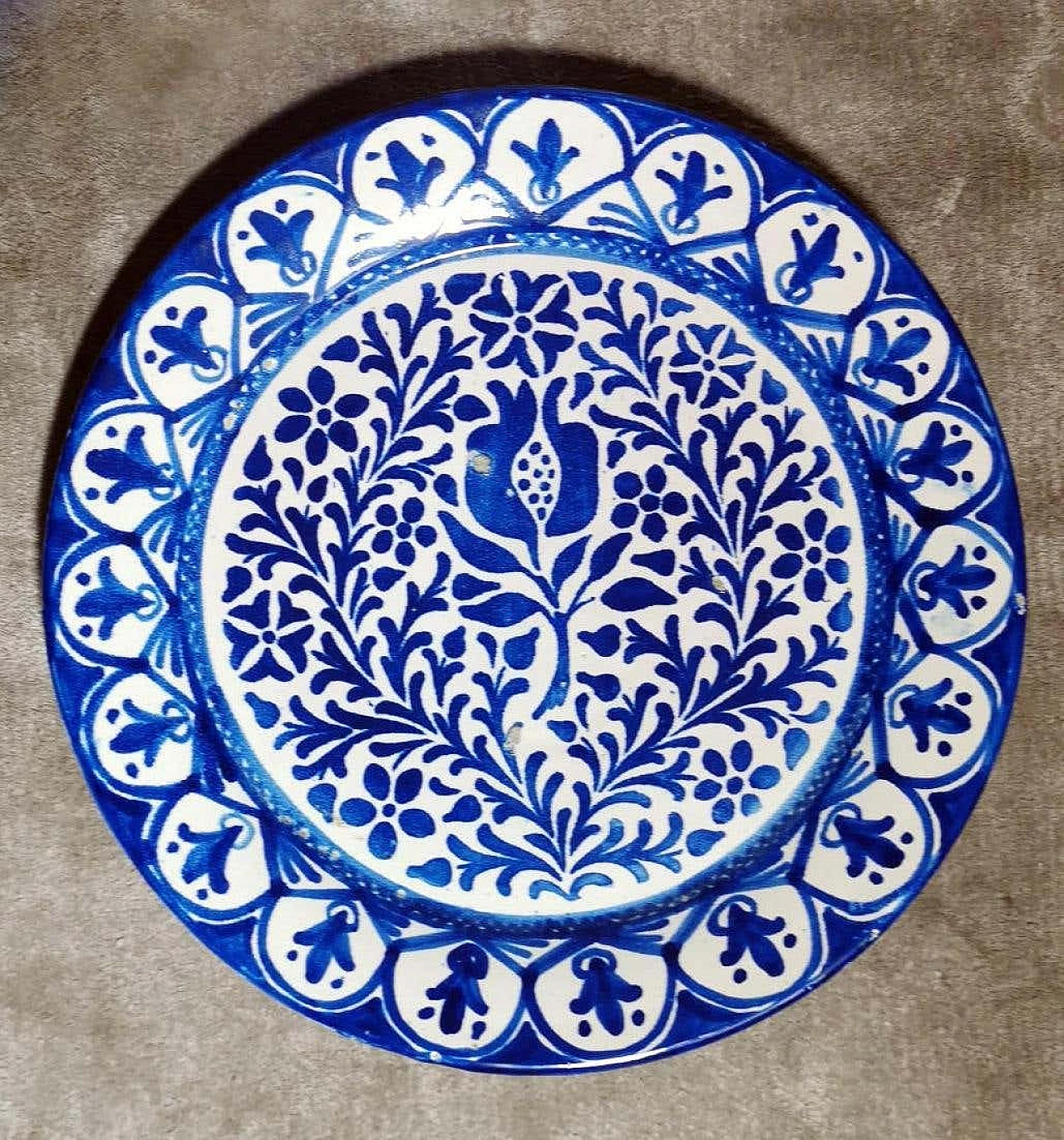 5 Piatti in ceramica di Deruta con decorazioni blu cobalto, anni '50 5