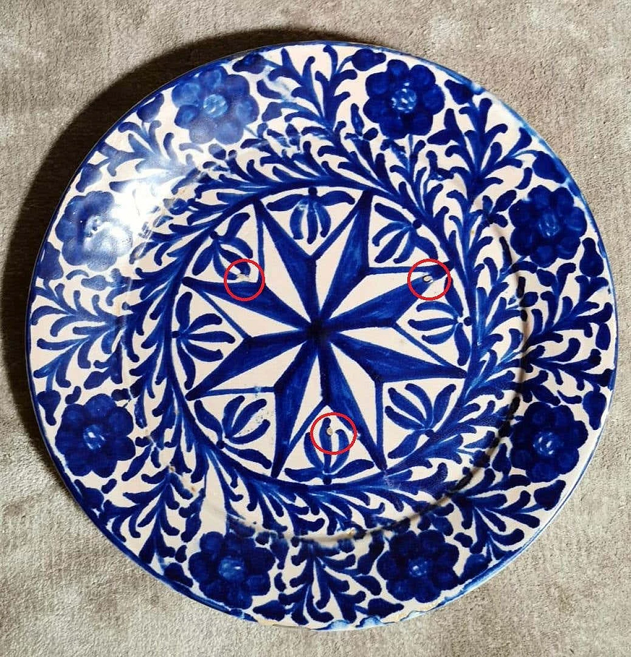 5 Piatti in ceramica di Deruta con decorazioni blu cobalto, anni '50 7