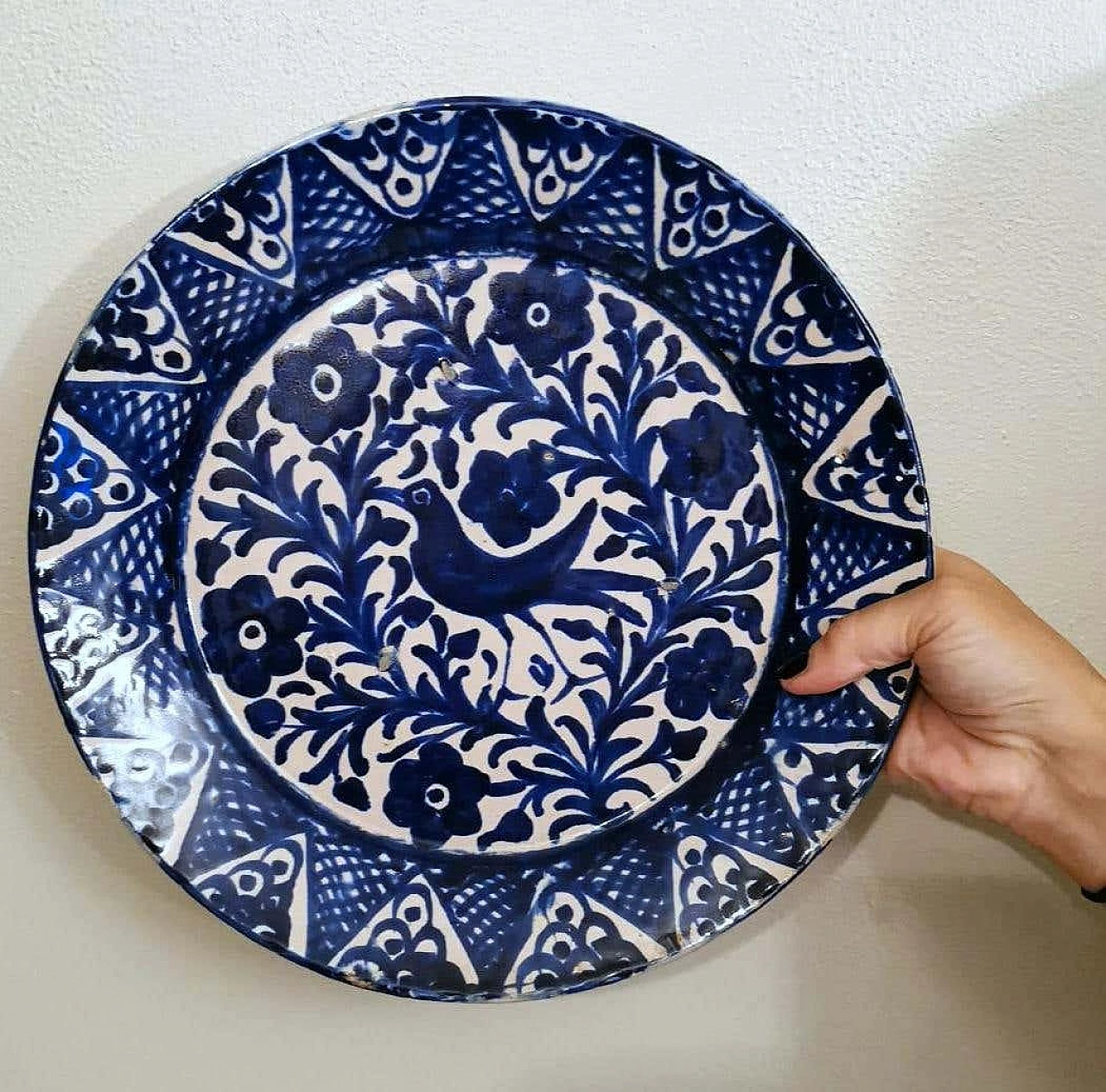 5 Piatti in ceramica di Deruta con decorazioni blu cobalto, anni '50 8