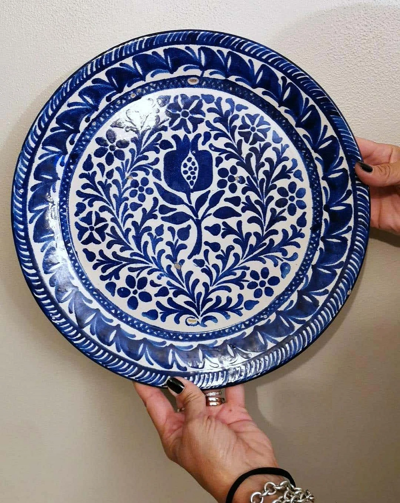 5 Piatti in ceramica di Deruta con decorazioni blu cobalto, anni '50 11