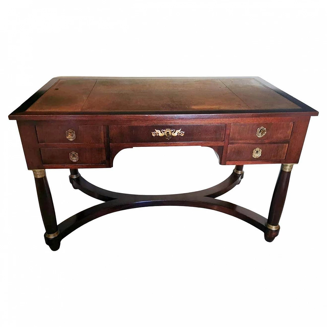 Restoration-style two-sided walnut writing desk, 19th century 19