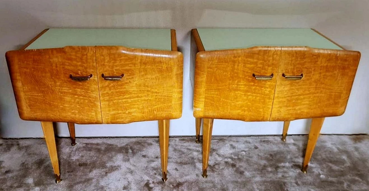Pair of bedside tables attributed to Ico Parisi with glass paste top, 1950s 1