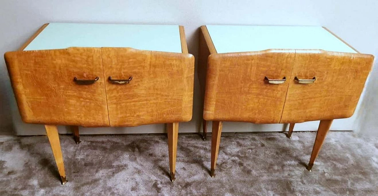 Pair of bedside tables attributed to Ico Parisi with glass paste top, 1950s 2