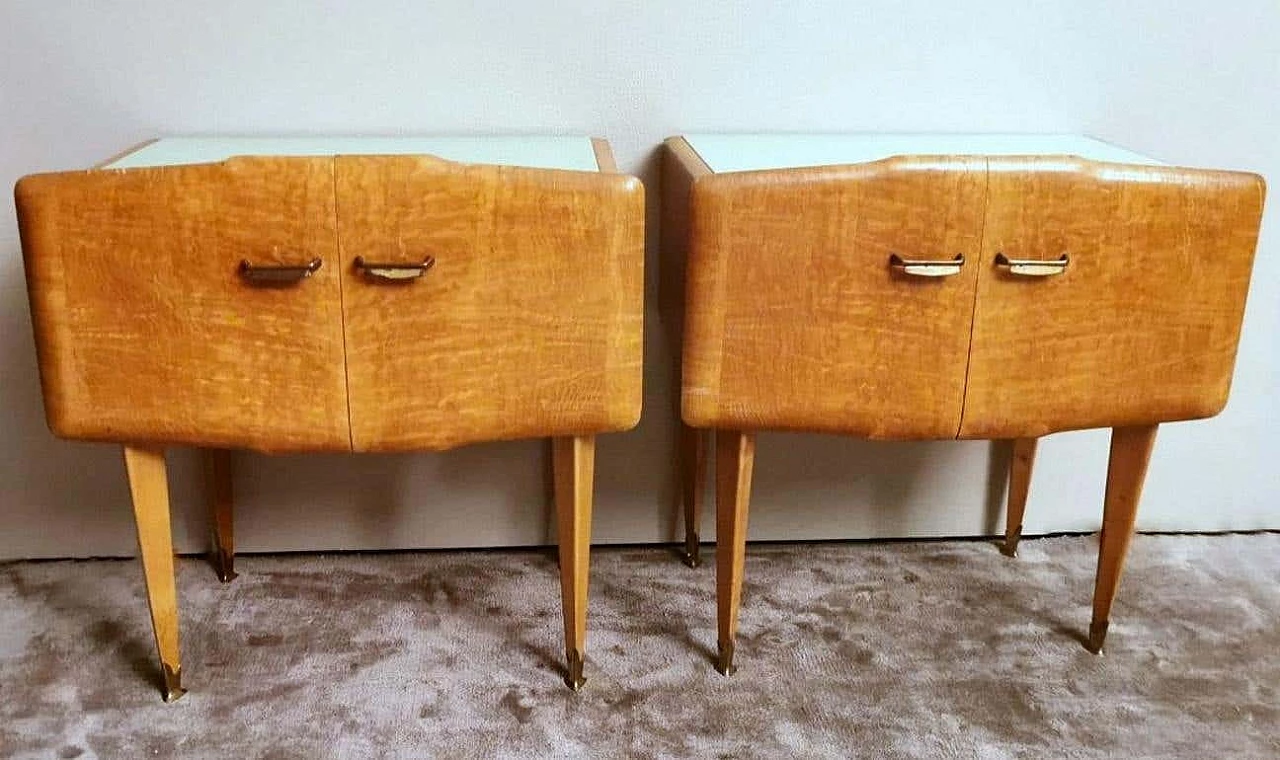 Pair of bedside tables attributed to Ico Parisi with glass paste top, 1950s 3