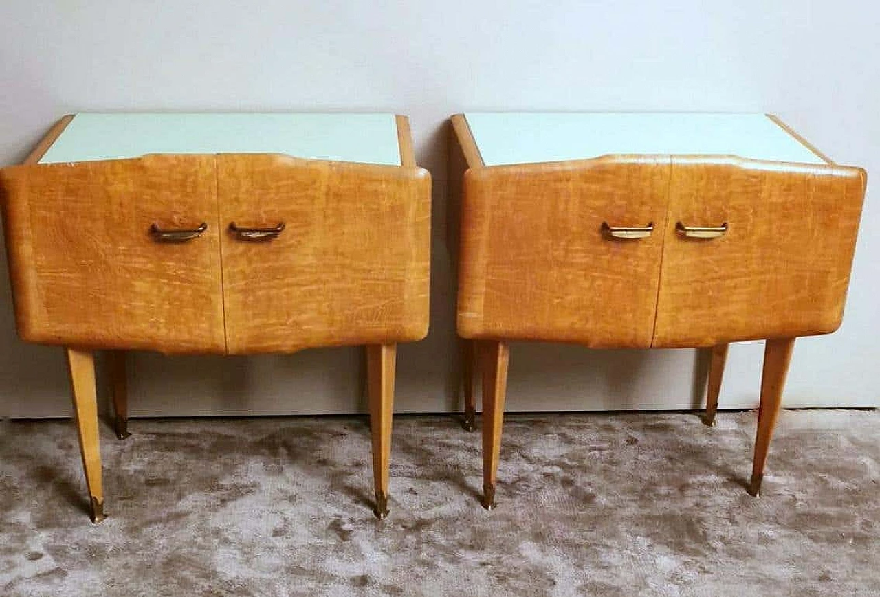 Pair of bedside tables attributed to Ico Parisi with glass paste top, 1950s 4