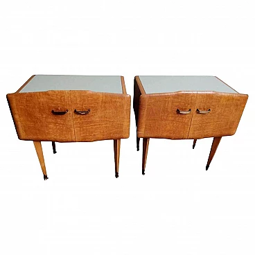 Pair of bedside tables attributed to Ico Parisi with glass paste top, 1950s
