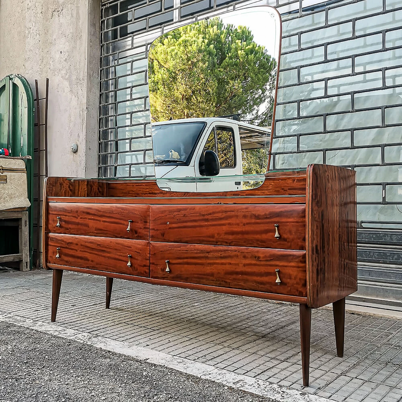 Dressing table with drawers and glass top and shelf, 1960s 3