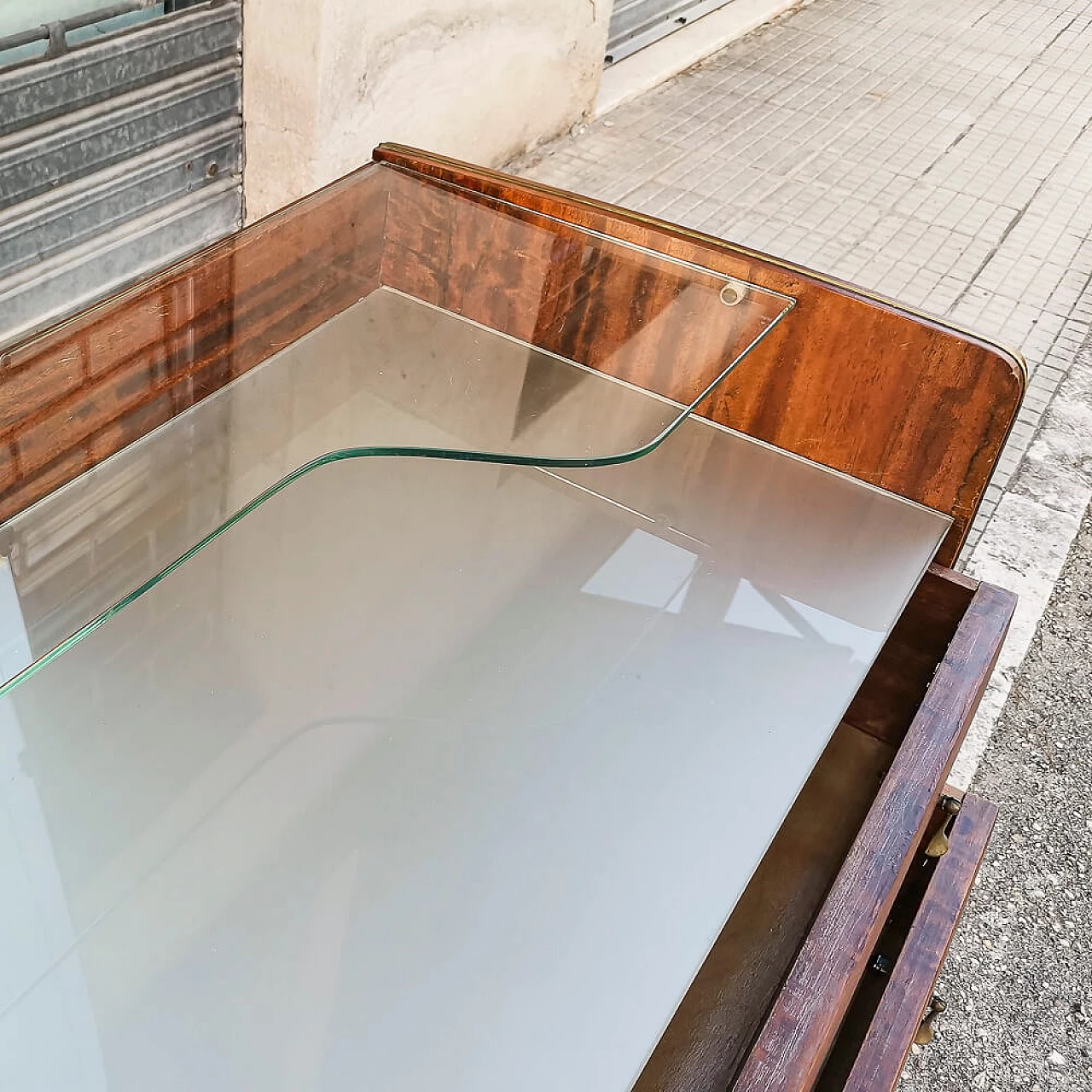Dressing table with drawers and glass top and shelf, 1960s 7