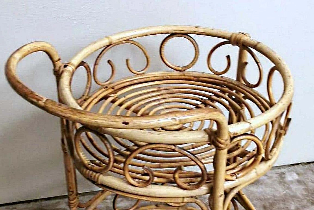 Franco Albini style bamboo and rattan bar cart, 1960s 7