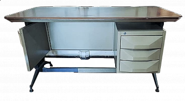 Metal desk with leatherette top by Olivetti, 1950s