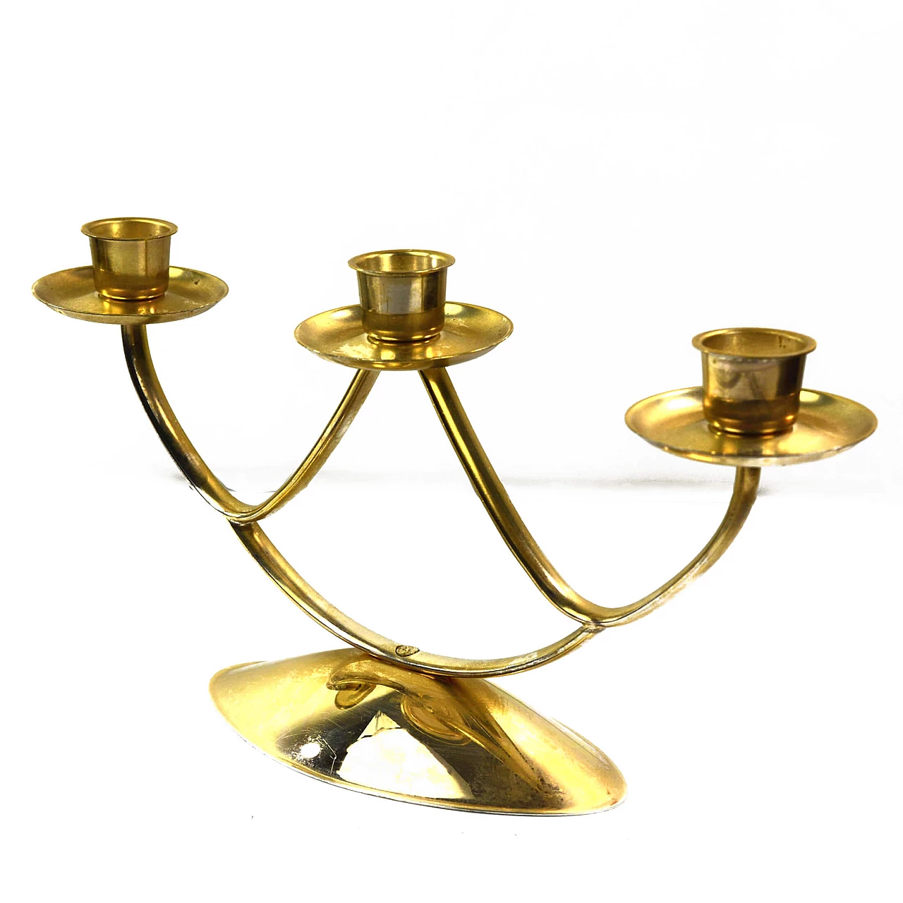 Three-pronged brass candlestick for WMF, 1970s 2